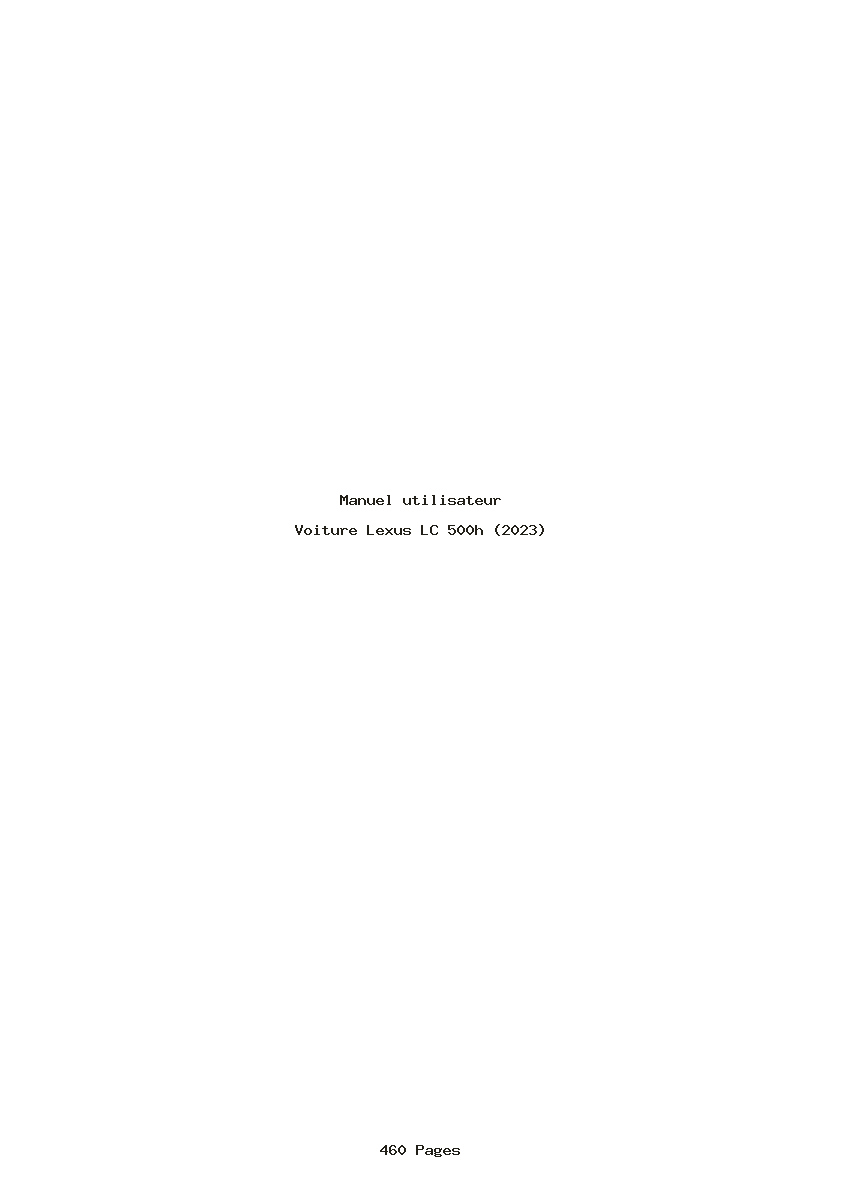 Page 1 de la notice Manuel utilisateur Lexus LC 500h (2023)