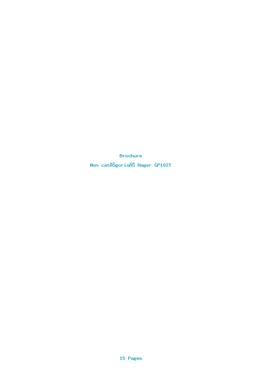 Page 1 de la notice Brochure Hager GP102T