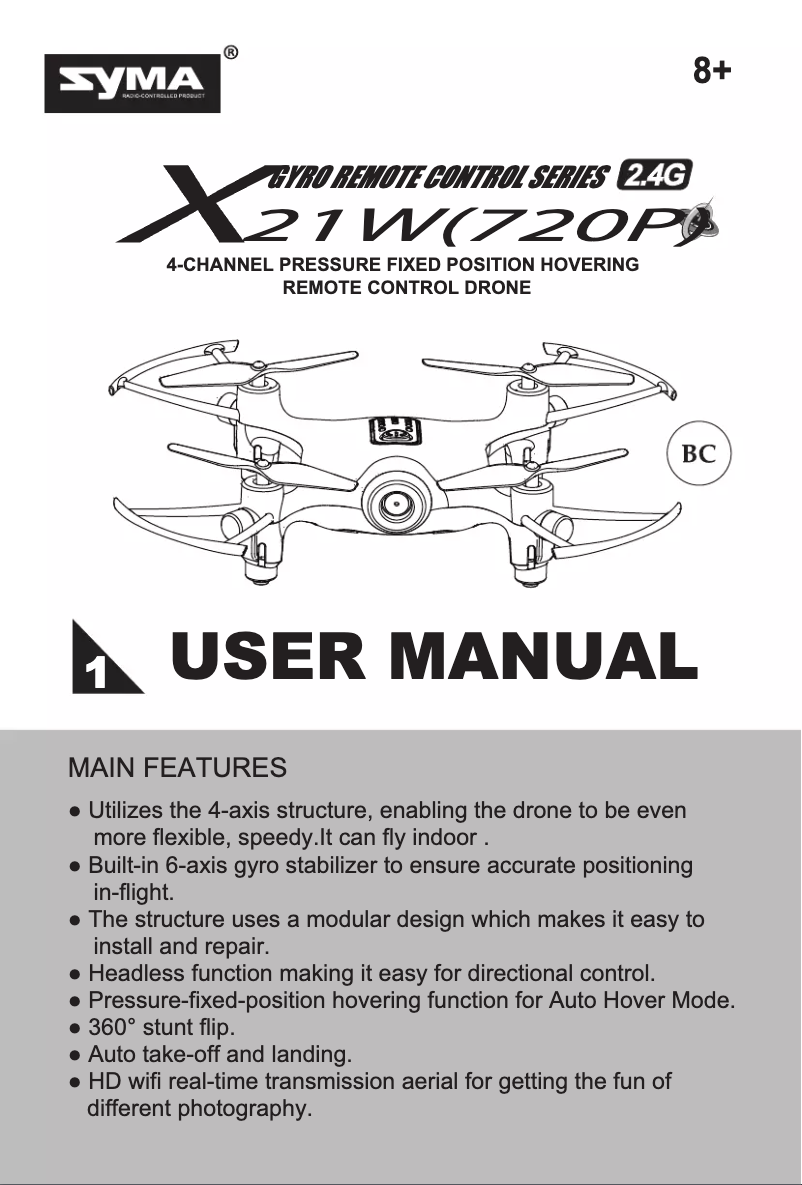 Page 1 de la notice Manuel utilisateur Syma X21W