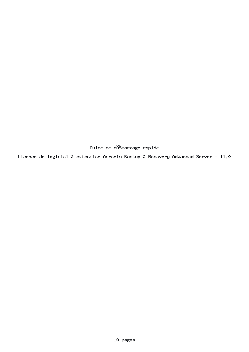 Image de la première page du manuel de l'appareil Backup & Recovery Advanced Server - 11.0