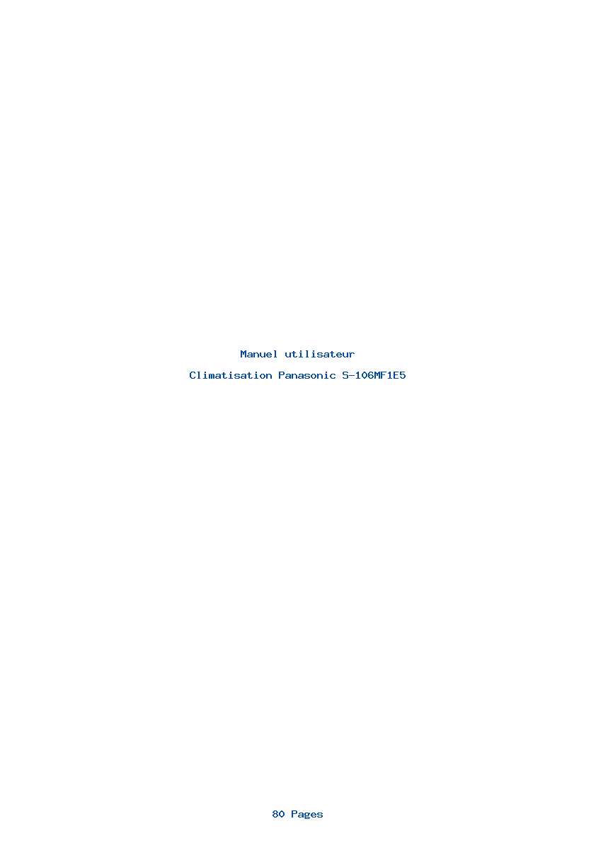 Page 1 de la notice Manuel utilisateur Panasonic S-106MF1E5