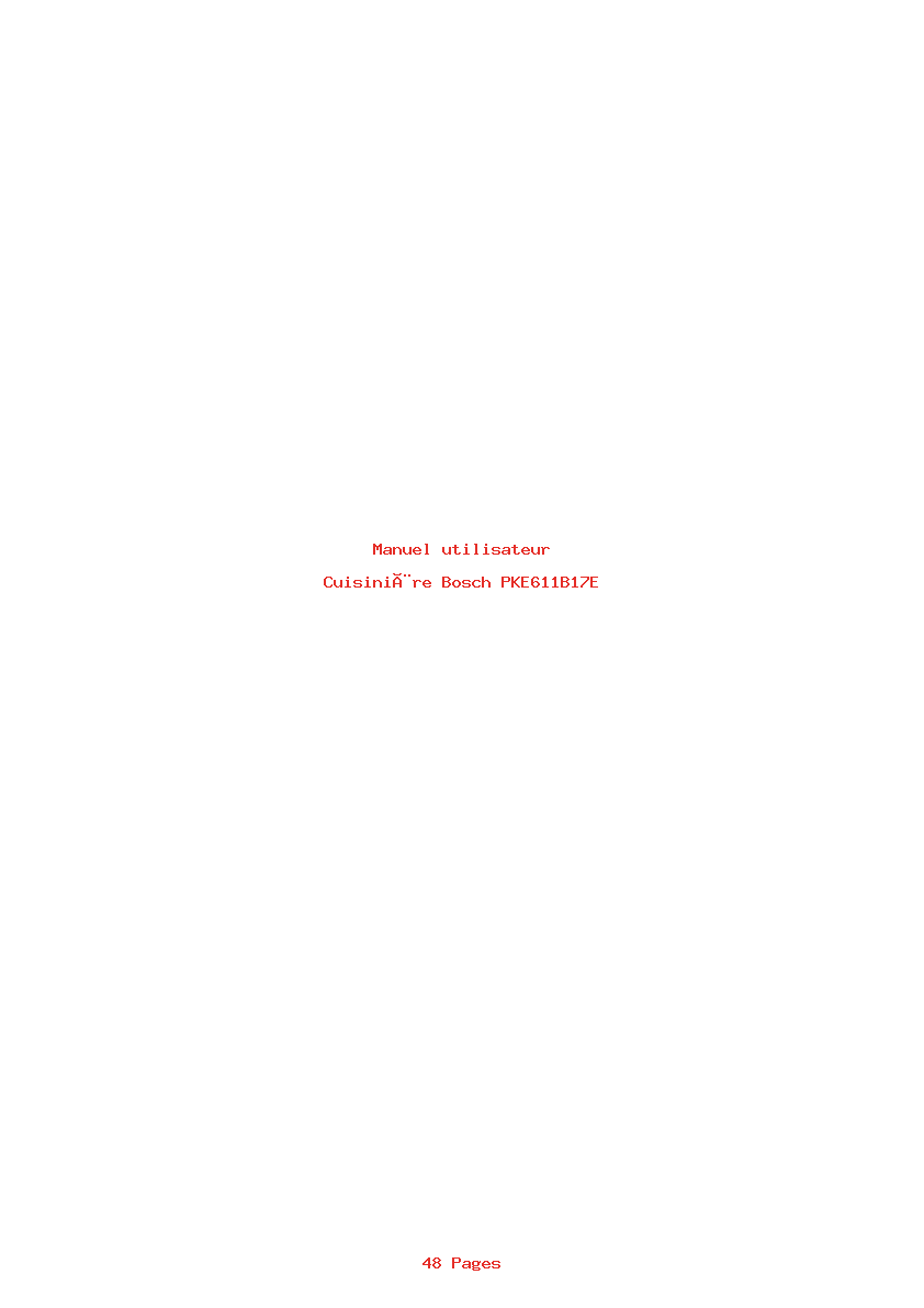 Page 1 de la notice Manuel utilisateur Bosch PKE611B17E