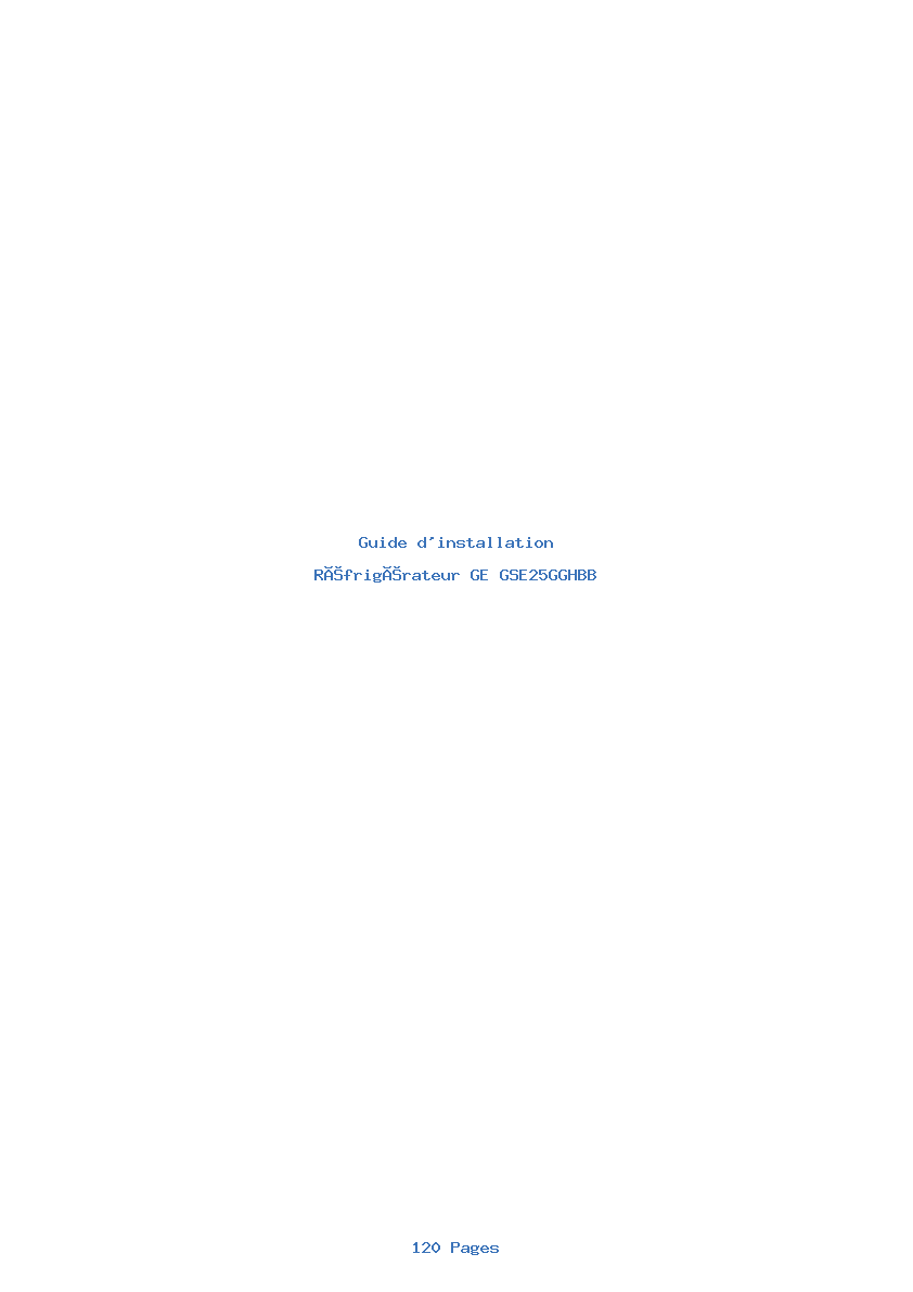 Page 1 de la notice Guide d'installation GE GSE25GGHBB
