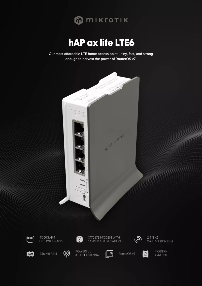 Page 1 de la notice Brochure Mikrotik hAP ax lite LTE6