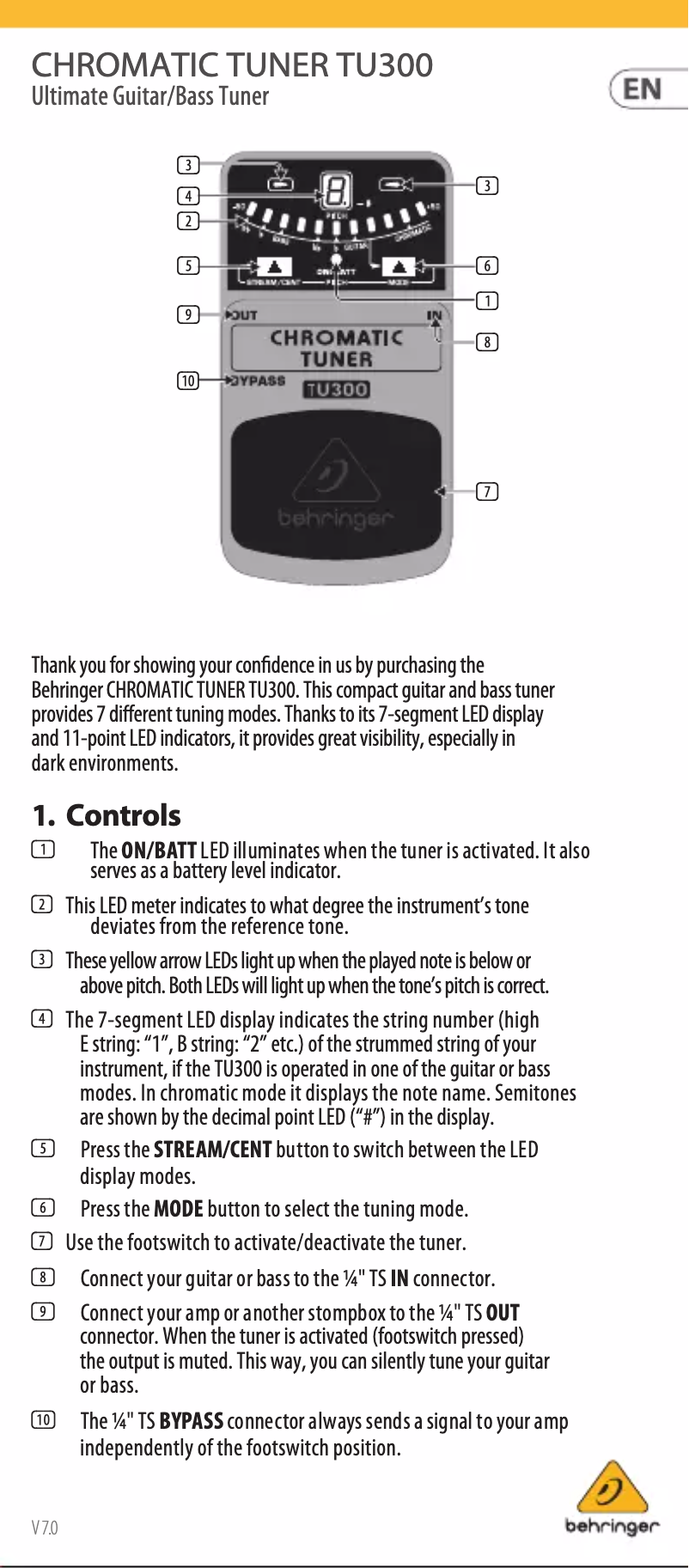 Página 1 del manual Manual de usuario Behringer TU300