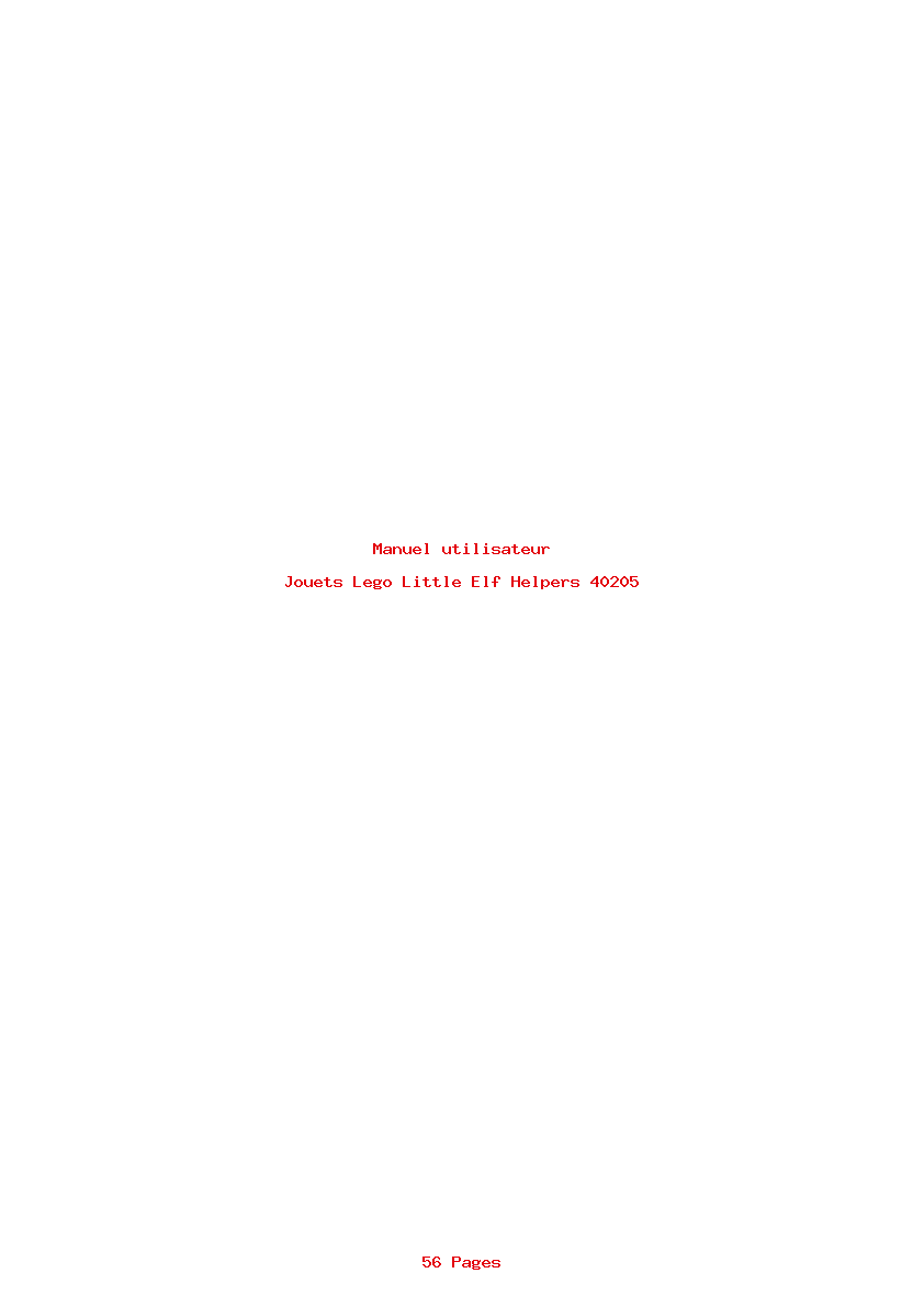 Page 1 de la notice Manuel utilisateur Lego Little Elf Helpers 40205