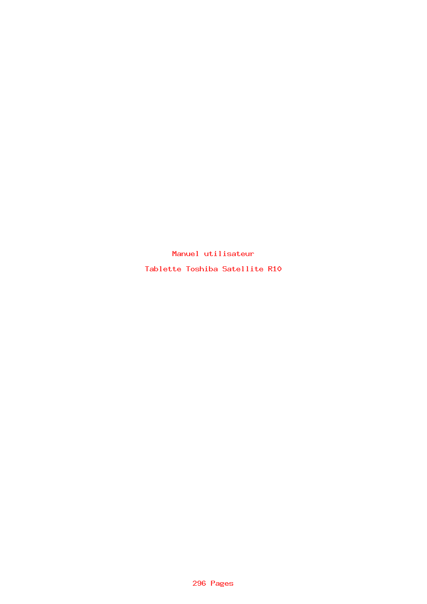 Page 1 de la notice Manuel utilisateur Toshiba Satellite R10