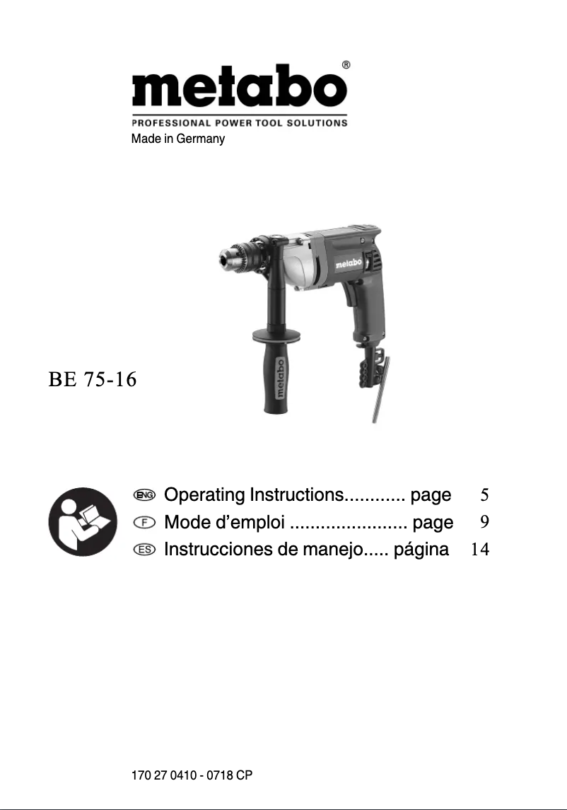 Page 1 of the manual User Manual Metabo BE 75-16