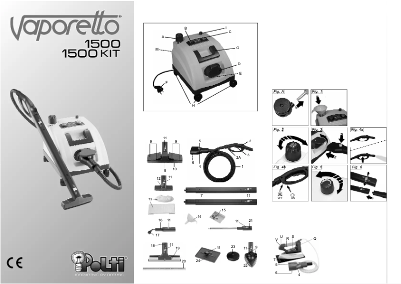 Page 1 de la notice Manuel utilisateur Polti Vaporetto 1500