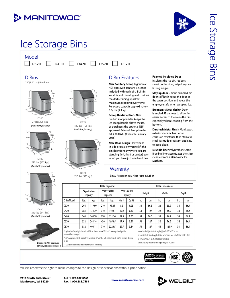 Page 1 de la notice Manuel utilisateur Manitowoc D-400
