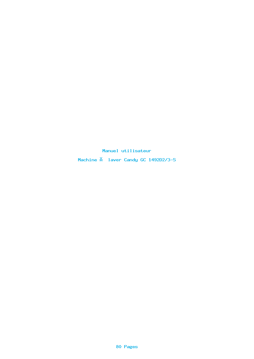 Page 1 de la notice Manuel utilisateur Candy GC 1492D2/3-S