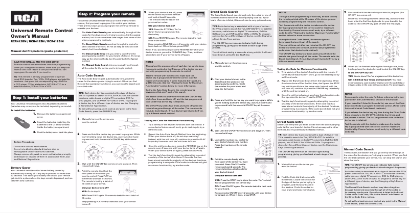 Page 1 de la notice Manuel utilisateur audiovox RCR412BN