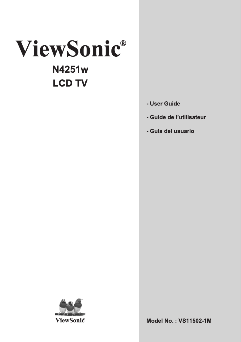 Page 1 de la notice Manuel utilisateur Viewsonic N4251w