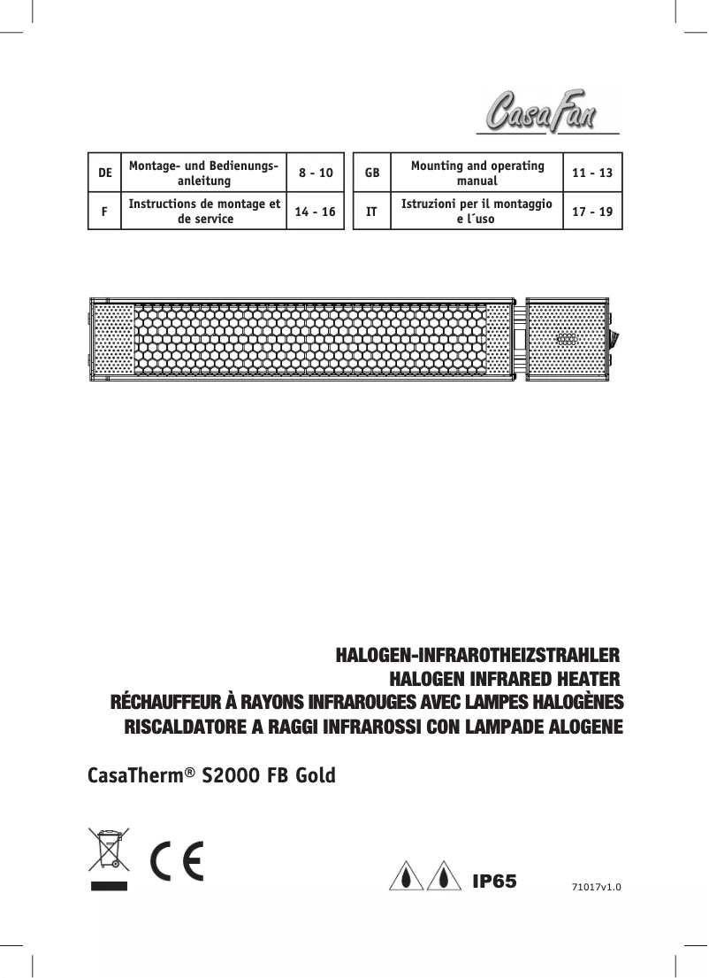 Página 1 del manual Manual de usuario CasaFan CasaTherm S2000 Gold FB