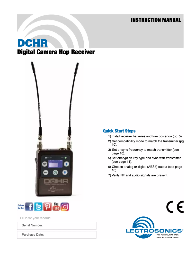 Page 1 de la notice Manuel utilisateur Lectrosonics DCHR