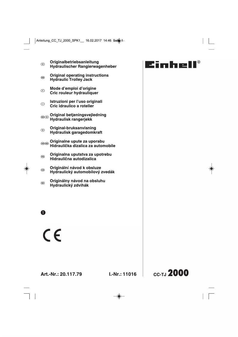 Page 1 de la notice Manuel utilisateur Einhell CC-TJ 2000
