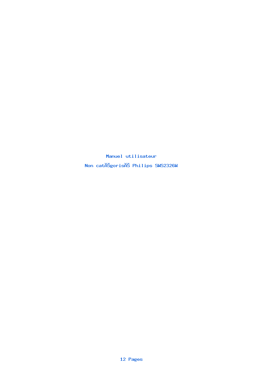 Page 1 de la notice Manuel utilisateur Philips SWS2326W