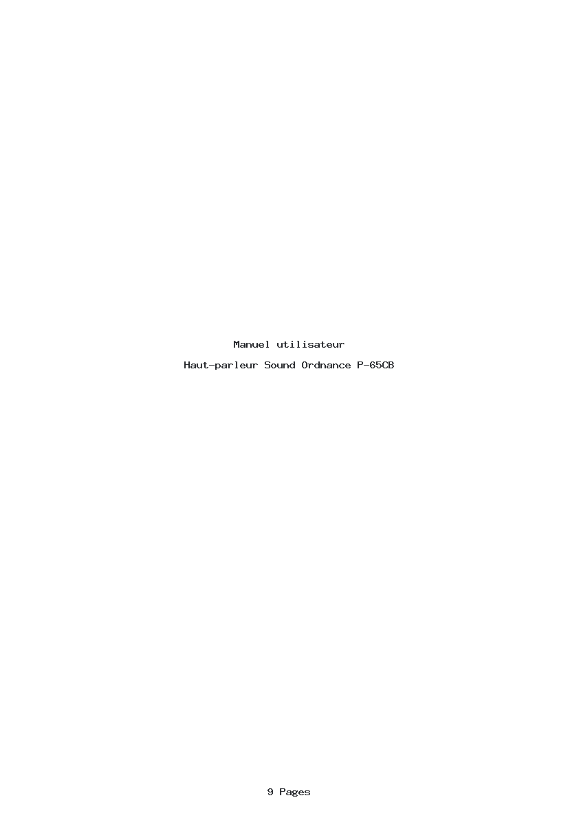 Page 1 de la notice Manuel utilisateur Sound Ordnance P-65CB