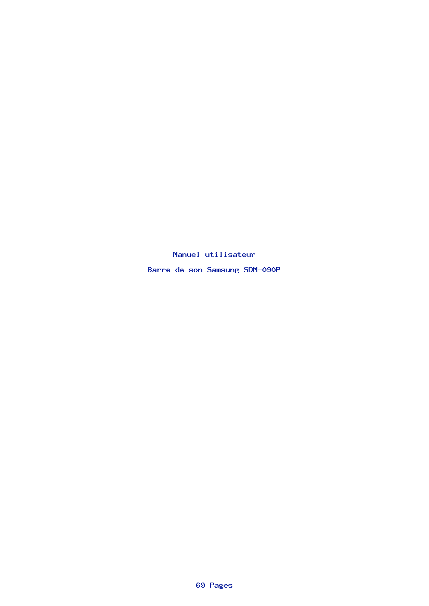Page 1 de la notice Manuel utilisateur Samsung SDM-090P