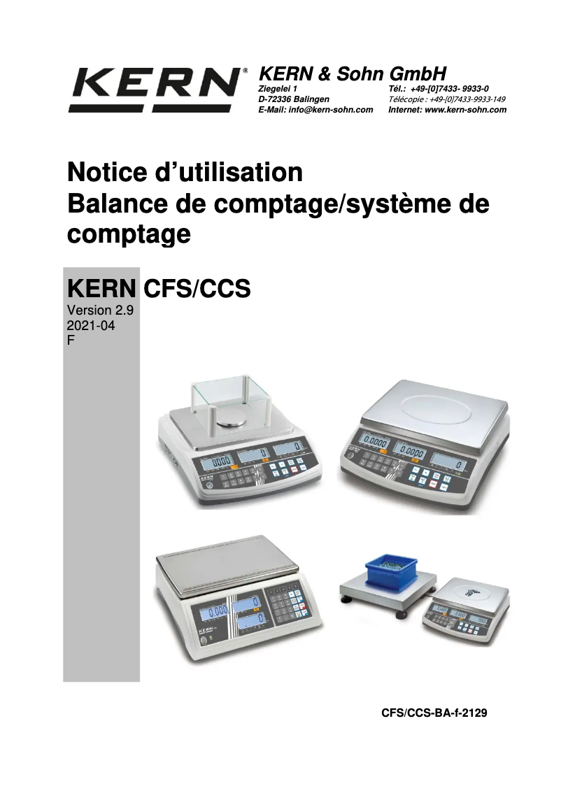 Page 1 de la notice Manuel utilisateur Kern CFS 15K0.2