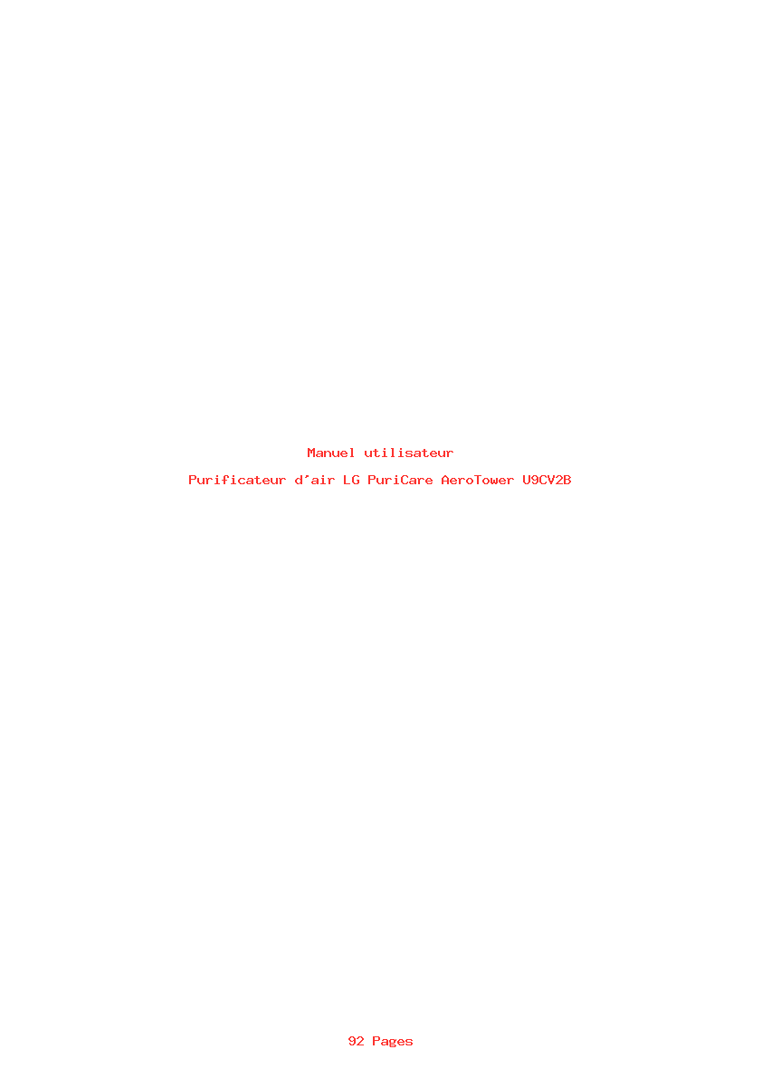Page 1 de la notice Manuel utilisateur LG PuriCare AeroTower U9CV2B