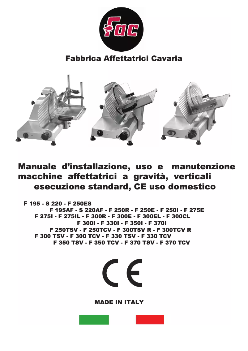Page 1 de la notice Manuel utilisateur FAC F 300EL