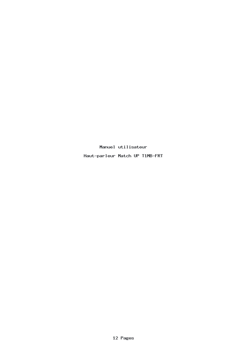 Page 1 de la notice Manuel utilisateur Match UP T1MB-FRT