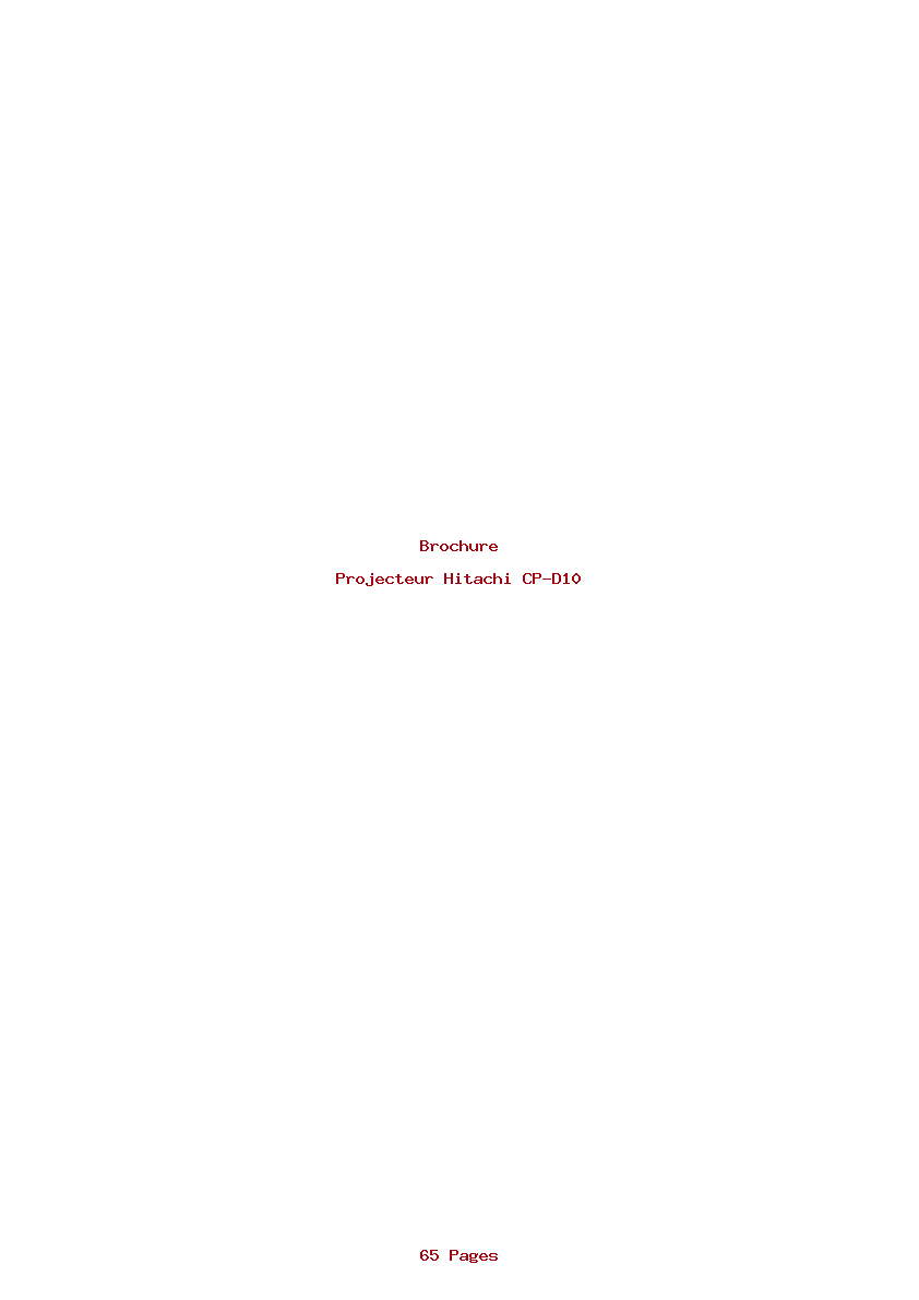 Page 1 de la notice Brochure Hitachi CP-D10