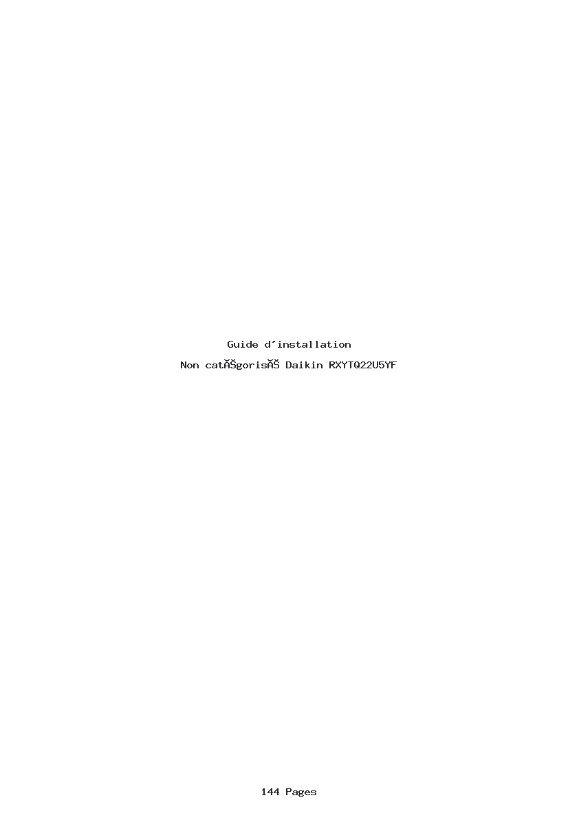 Page 1 de la notice Guide d'installation Daikin RXYTQ22U5YF