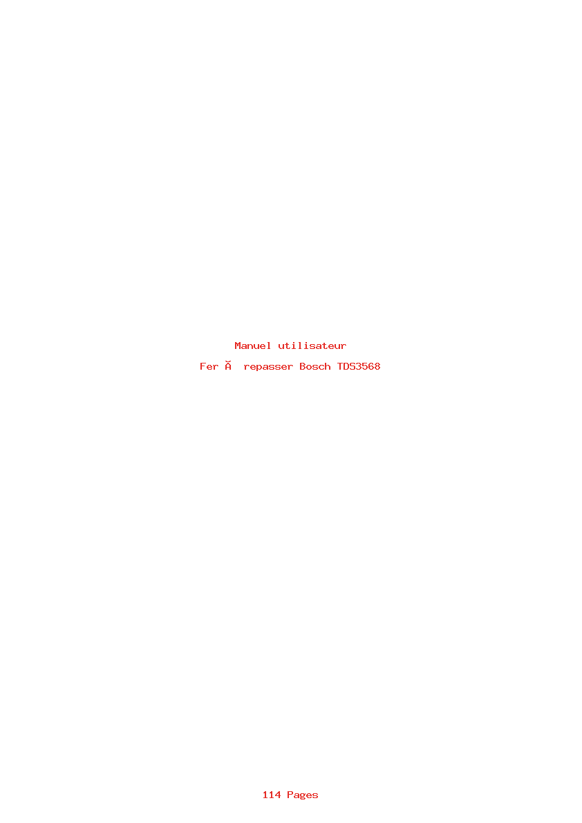 Page 1 de la notice Manuel utilisateur Bosch TDS3568