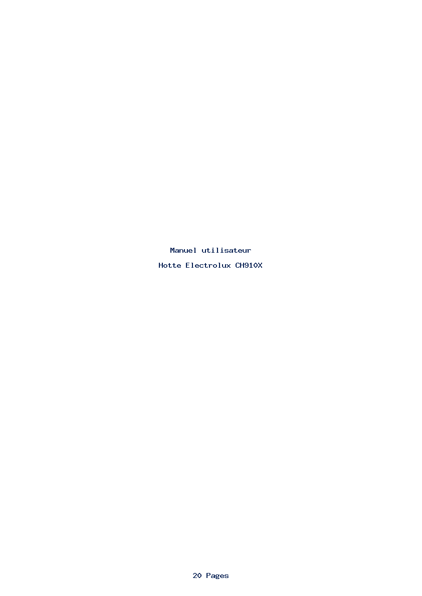 Page 1 de la notice Manuel utilisateur Electrolux CH910X