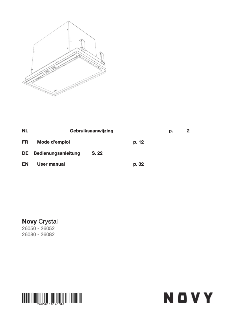 Page 1 de la notice Manuel utilisateur Novy Crystal 26082