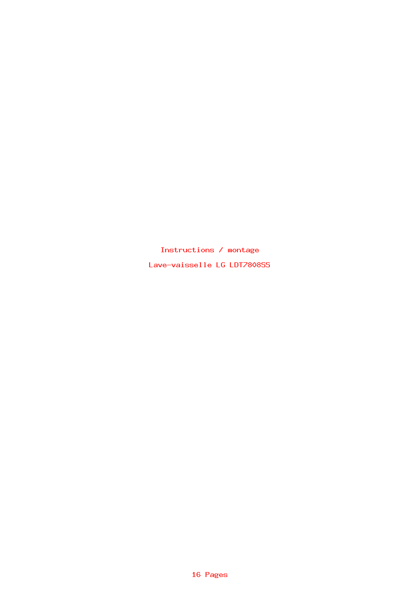 Page 1 de la notice Instructions / montage LG LDT7808SS