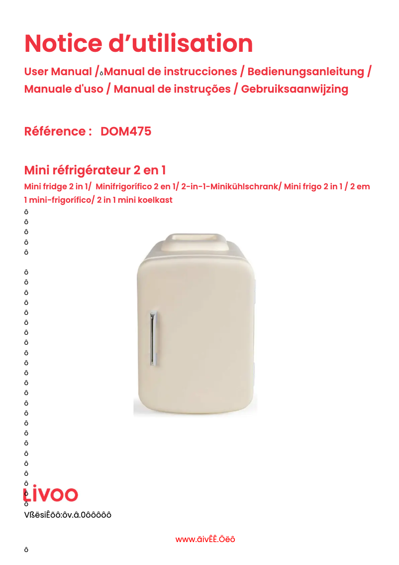 Page 1 de la notice Manuel utilisateur Livoo DOM475