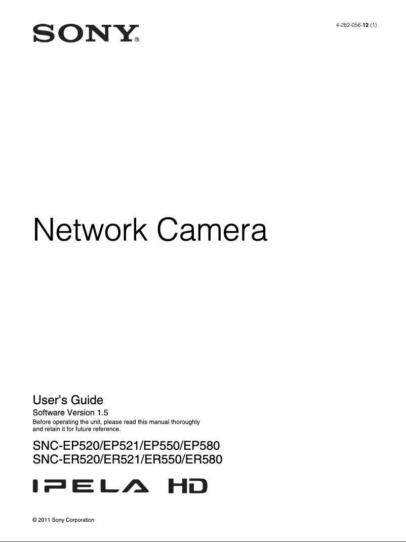 Page 1 de la notice Manuel utilisateur Sony SNC-ER580