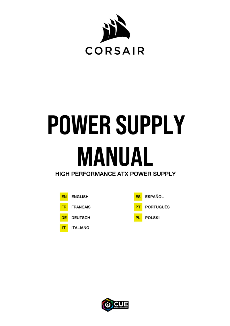 Page 1 de la notice Guide de démarrage rapide Corsair HX1500i