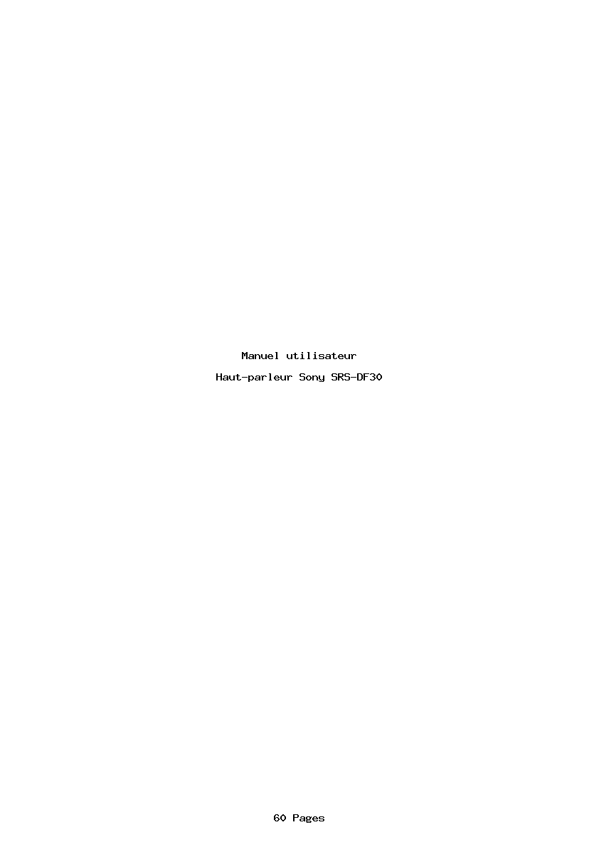 Page 1 de la notice Manuel utilisateur Sony SRS-DF30