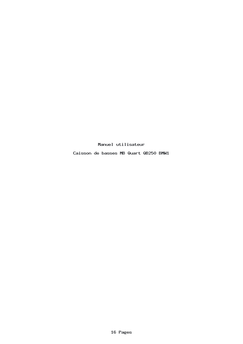 Page 1 de la notice Manuel utilisateur MB Quart QB250 BMW1