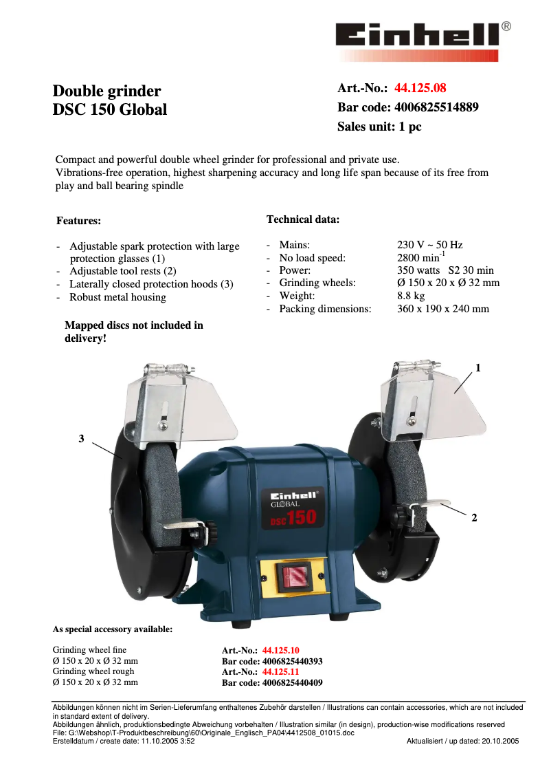Page 1 de la notice Manuel utilisateur Global DSC 150
