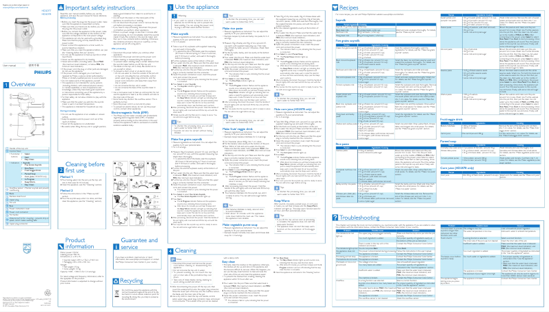 Página 1 del manual Manual de instrucciones Philips Avance Collection HD2078
