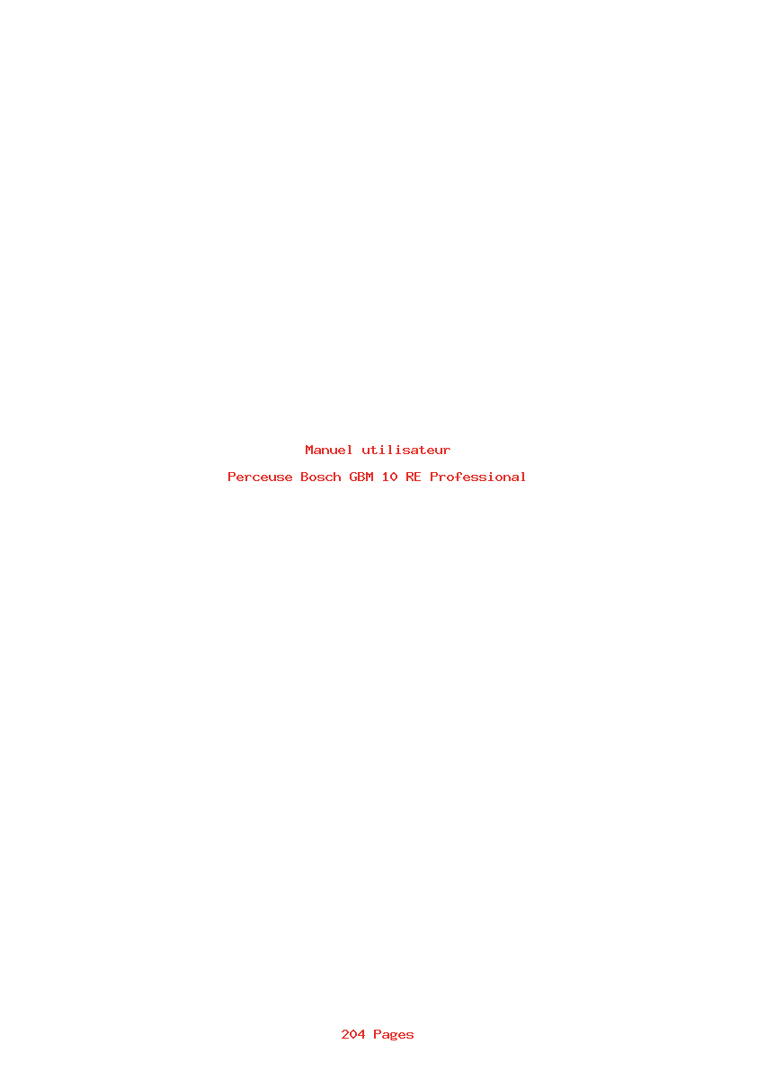 Page 1 de la notice Manuel utilisateur Bosch GBM 10 RE Professional