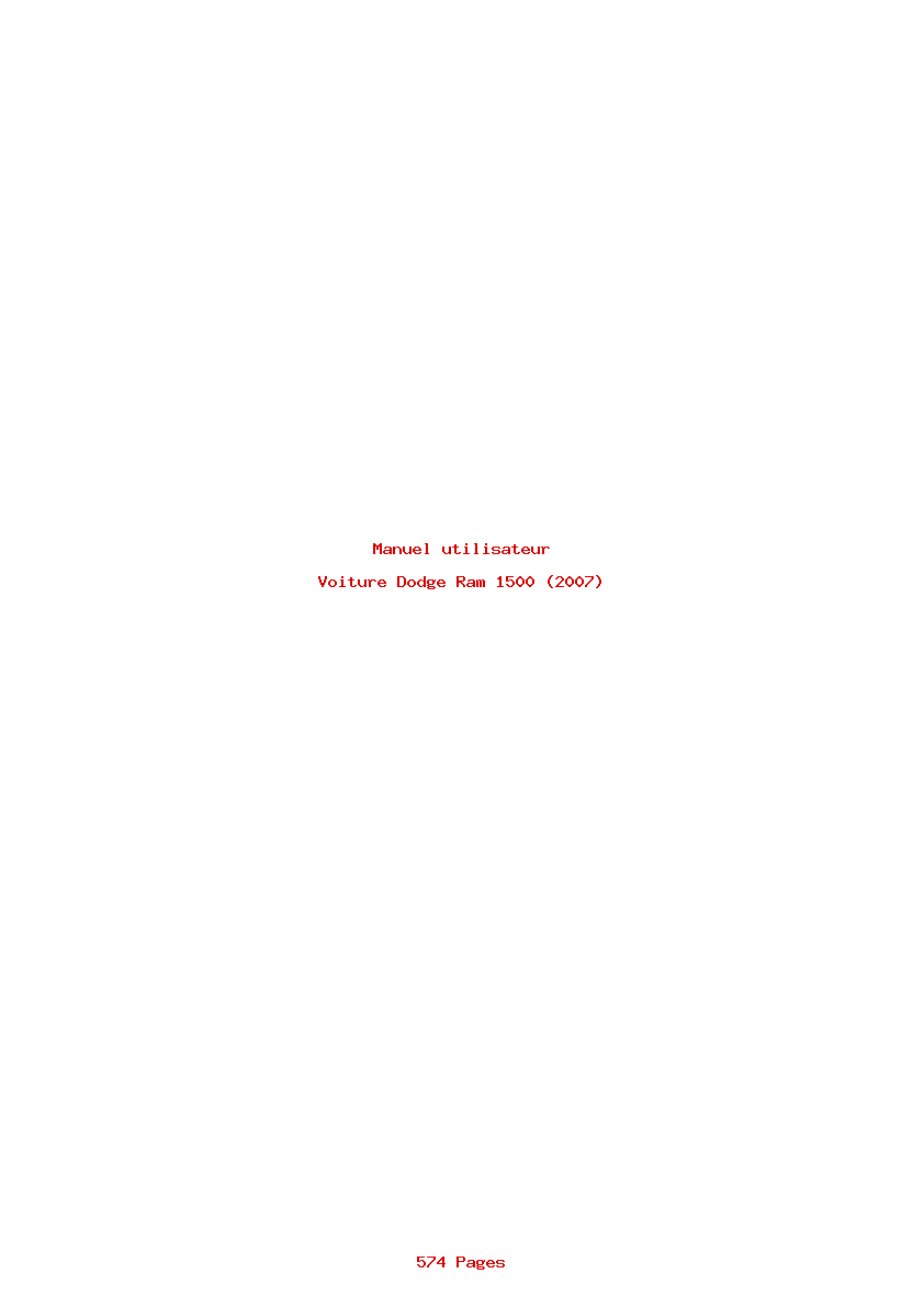Page 1 de la notice Manuel utilisateur Dodge Ram 1500 (2007)