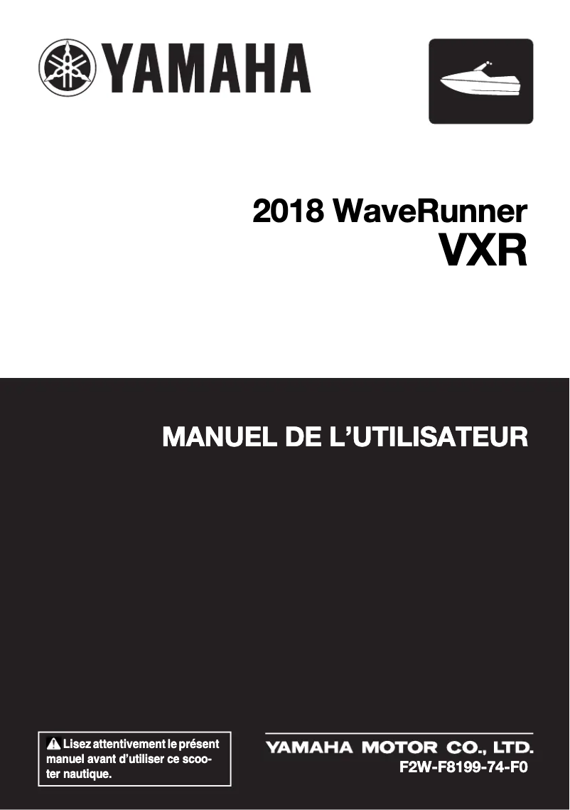 Page 1 of the manual User Manual Yamaha WaveRunner VXR (2018)