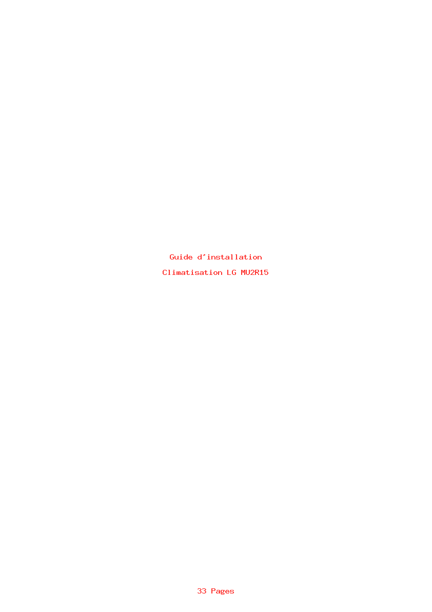 Page 1 de la notice Guide d'installation LG MU2R15