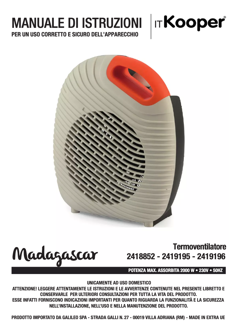 Page 1 de la notice Manuel utilisateur Kooper 2419195