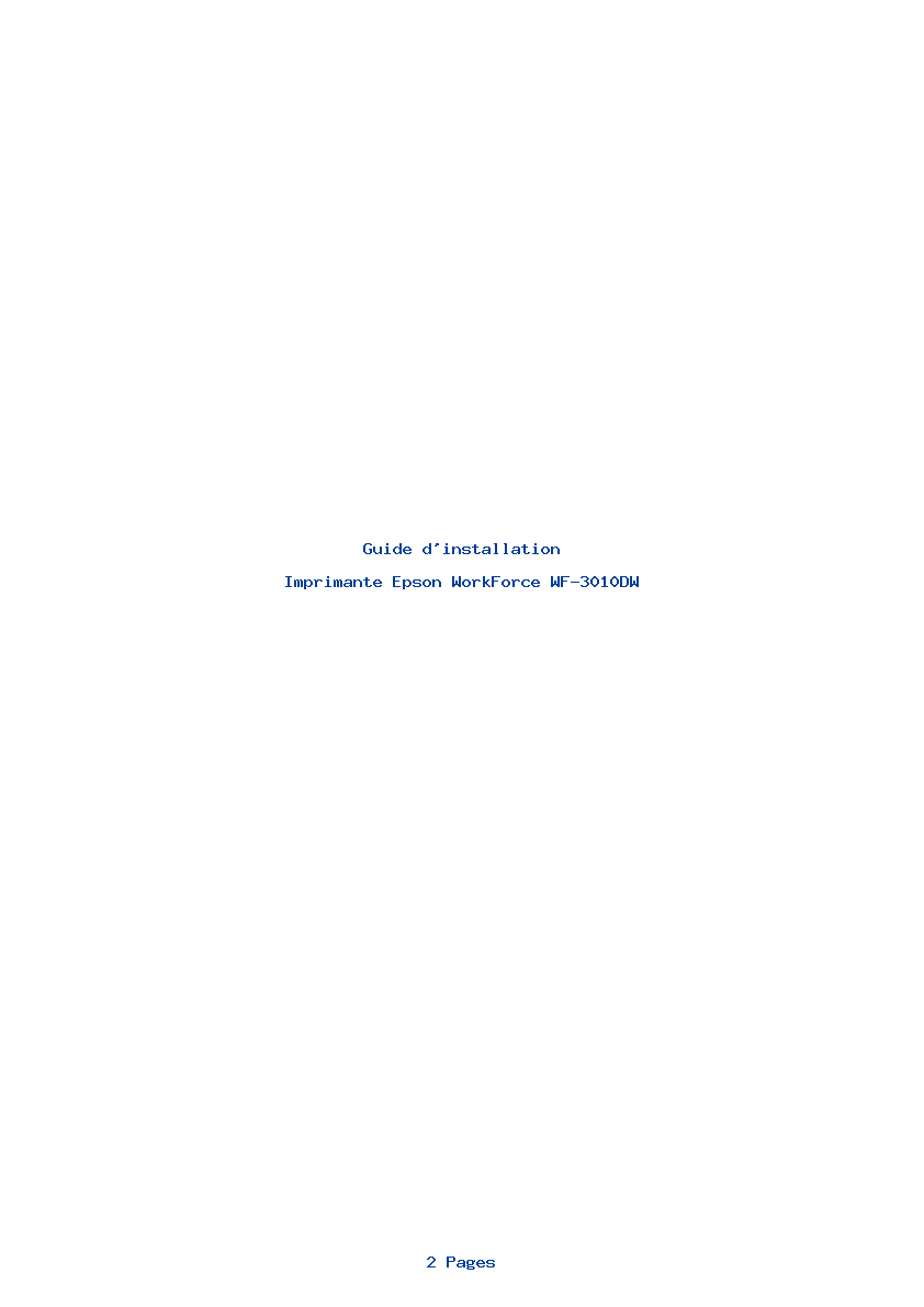 Page 1 de la notice Guide d'installation Epson WorkForce WF-3010DW
