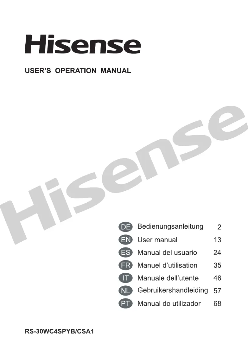 Página 1 del manual Manual de usuario Hisense RS-30WC4SPB/CSA1