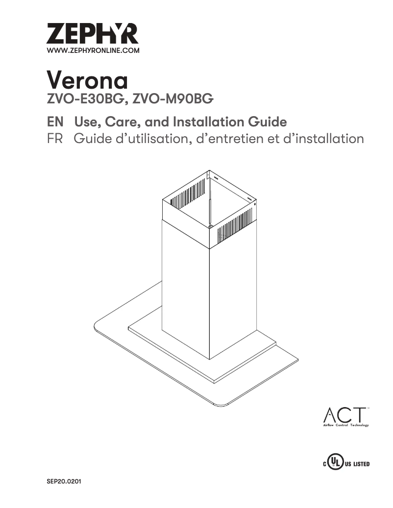 Página 1 del manual Guía de instalación Zephyr ZVO-E30BG