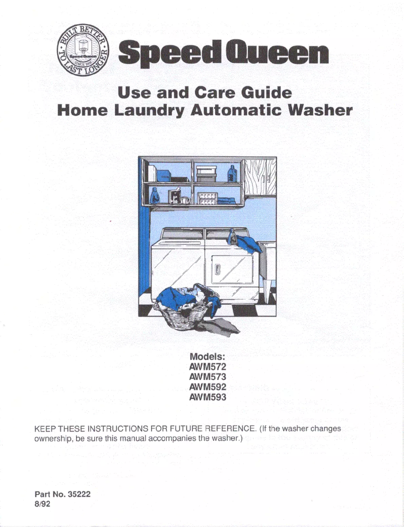 Página 1 del manual Manual de usuario Speed Queen AWM572W