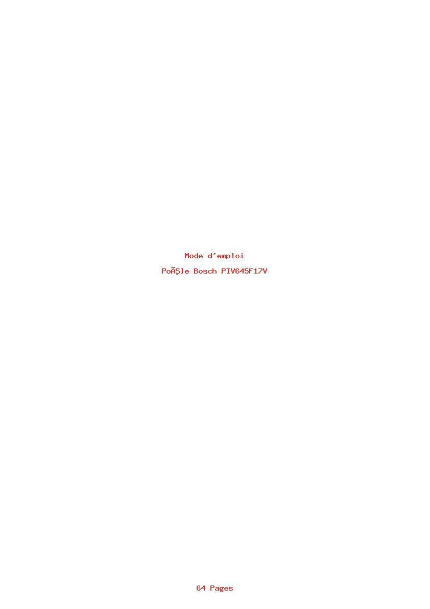 Page 1 de la notice Mode d'emploi Bosch PIV645F17V